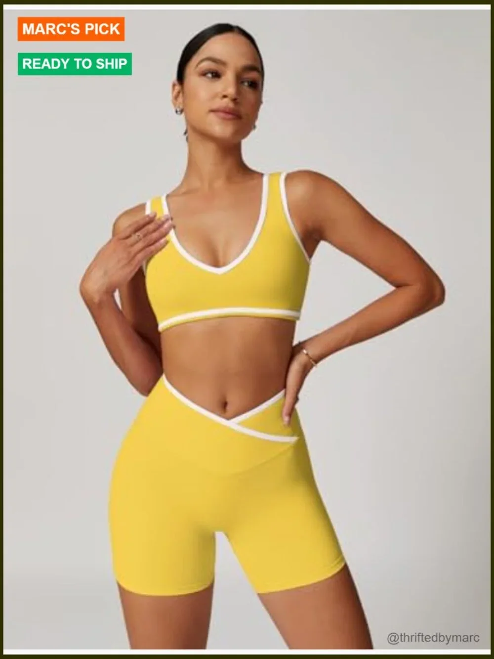 Large 2-Piece Workout Set Sports Bra Butt Lifting Shorts Activewear - Picture 2 of 7